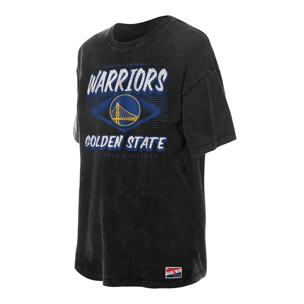 New Era - Golden State Warriors Women's Throwback Mineral Wash Oversized T-Shirt - Black
