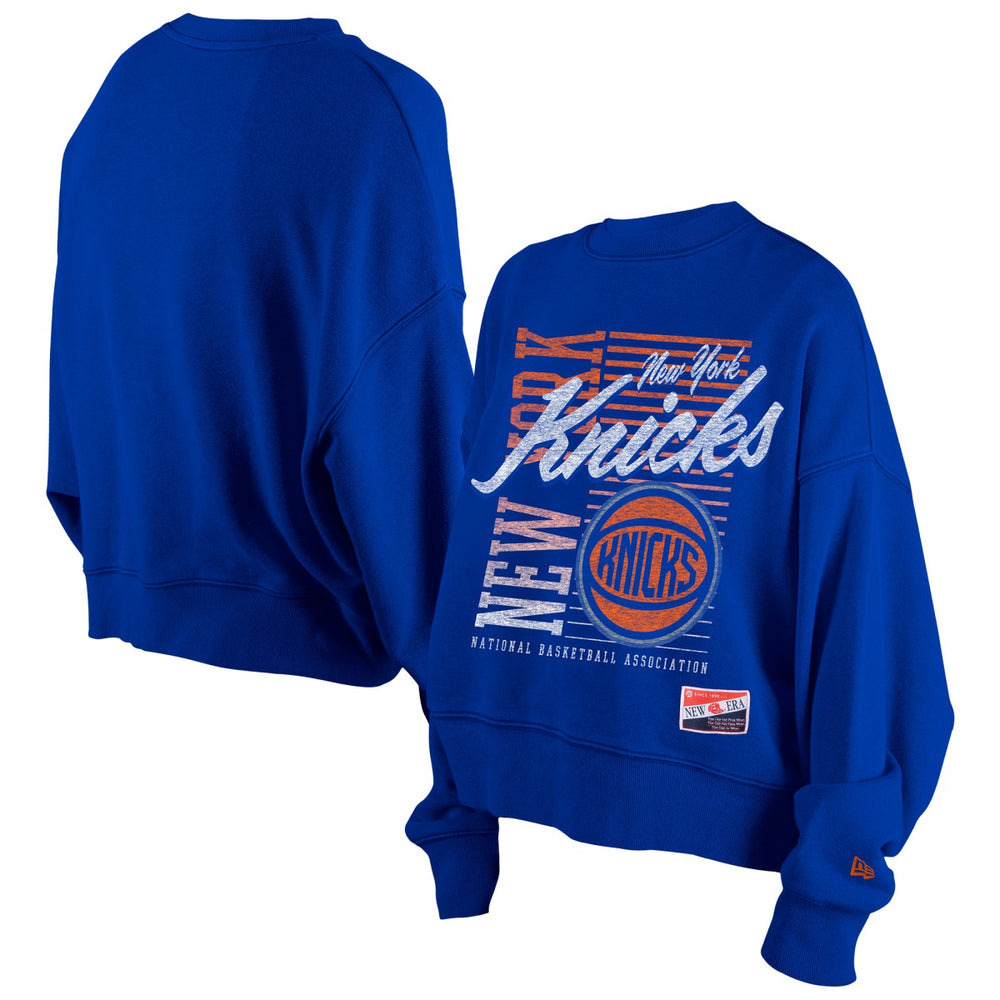 New Era - New York Knicks Women's Boxy Throwback Mineral Wash Sweatshirt - Blue