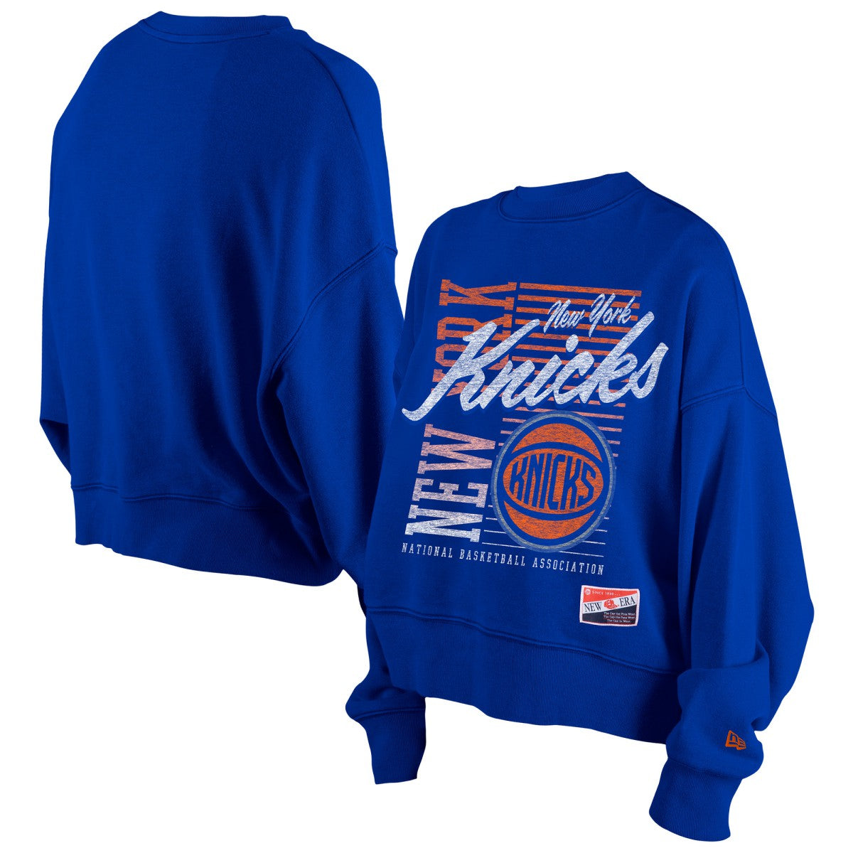 New Era - New York Knicks Women's Boxy Throwback Mineral Wash Sweatshirt - Blue