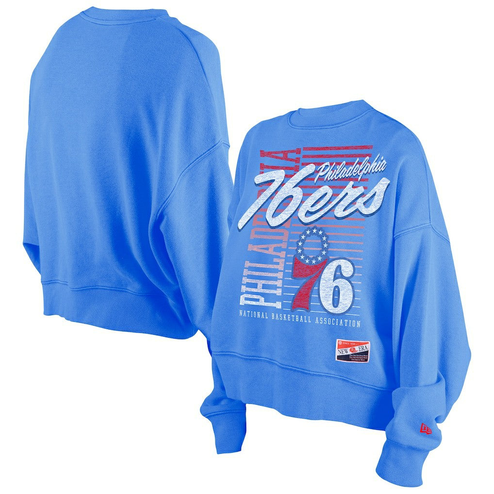 New Era - Philadelphia 76ers Women's Boxy Throwback Mineral Wash Sweatshirt - Royal