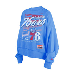 New Era - Philadelphia 76ers Women's Boxy Throwback Mineral Wash Sweatshirt - Royal