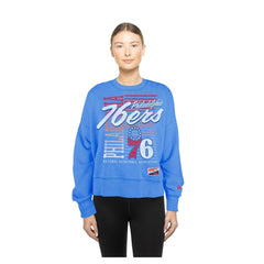 New Era - Philadelphia 76ers Women's Boxy Throwback Mineral Wash Sweatshirt - Royal