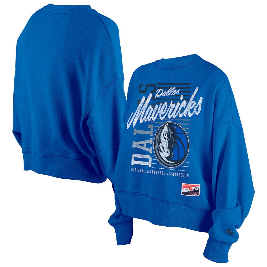 New Era - Dallas Mavericks Women's Boxy Throwback Mineral Wash Sweatshirt - Blue