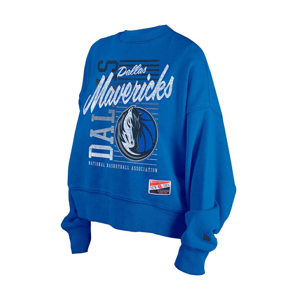 New Era - Dallas Mavericks Women's Boxy Throwback Mineral Wash Sweatshirt - Blue