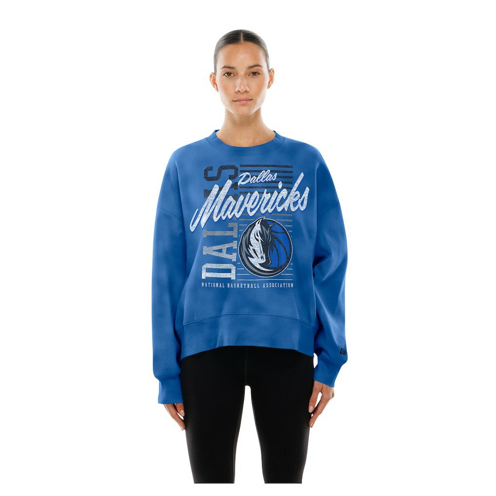 New Era - Dallas Mavericks Women's Boxy Throwback Mineral Wash Sweatshirt - Blue