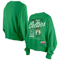 New Era - Boston Celtics Women's Boxy Throwback Mineral Wash Sweatshirt - Kelly Green