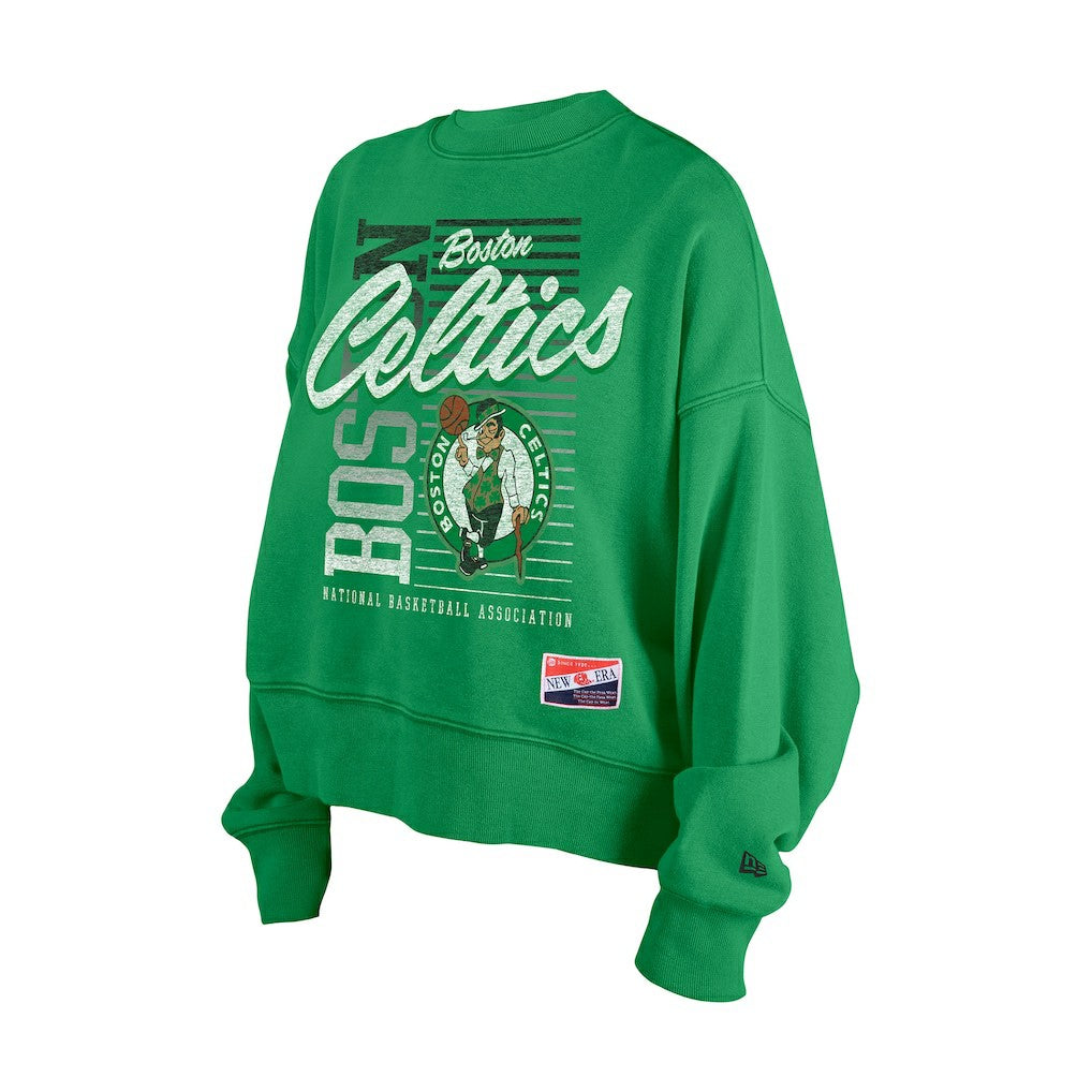 New Era - Boston Celtics Women's Boxy Throwback Mineral Wash Sweatshirt - Kelly Green