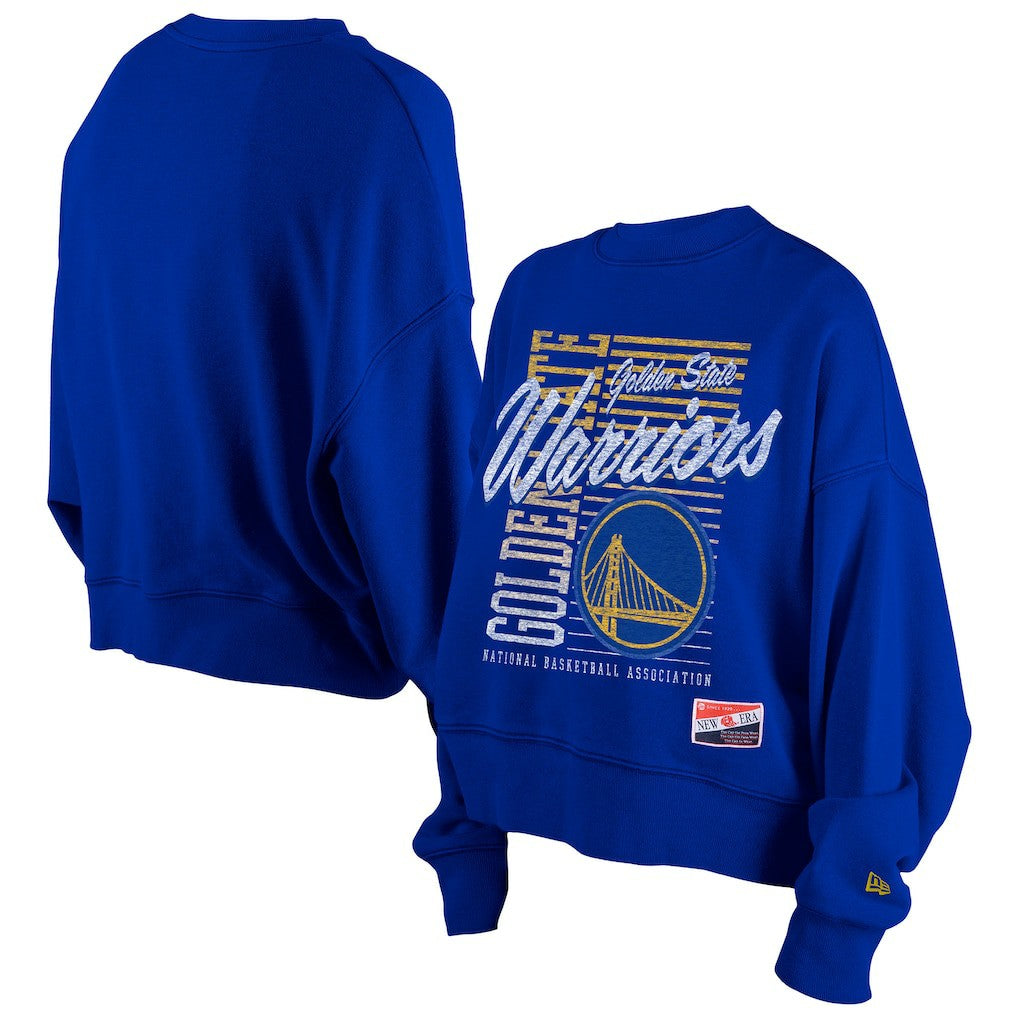 New Era - Golden State Warriors Women's Boxy Throwback Mineral Wash Sweatshirt - Royal