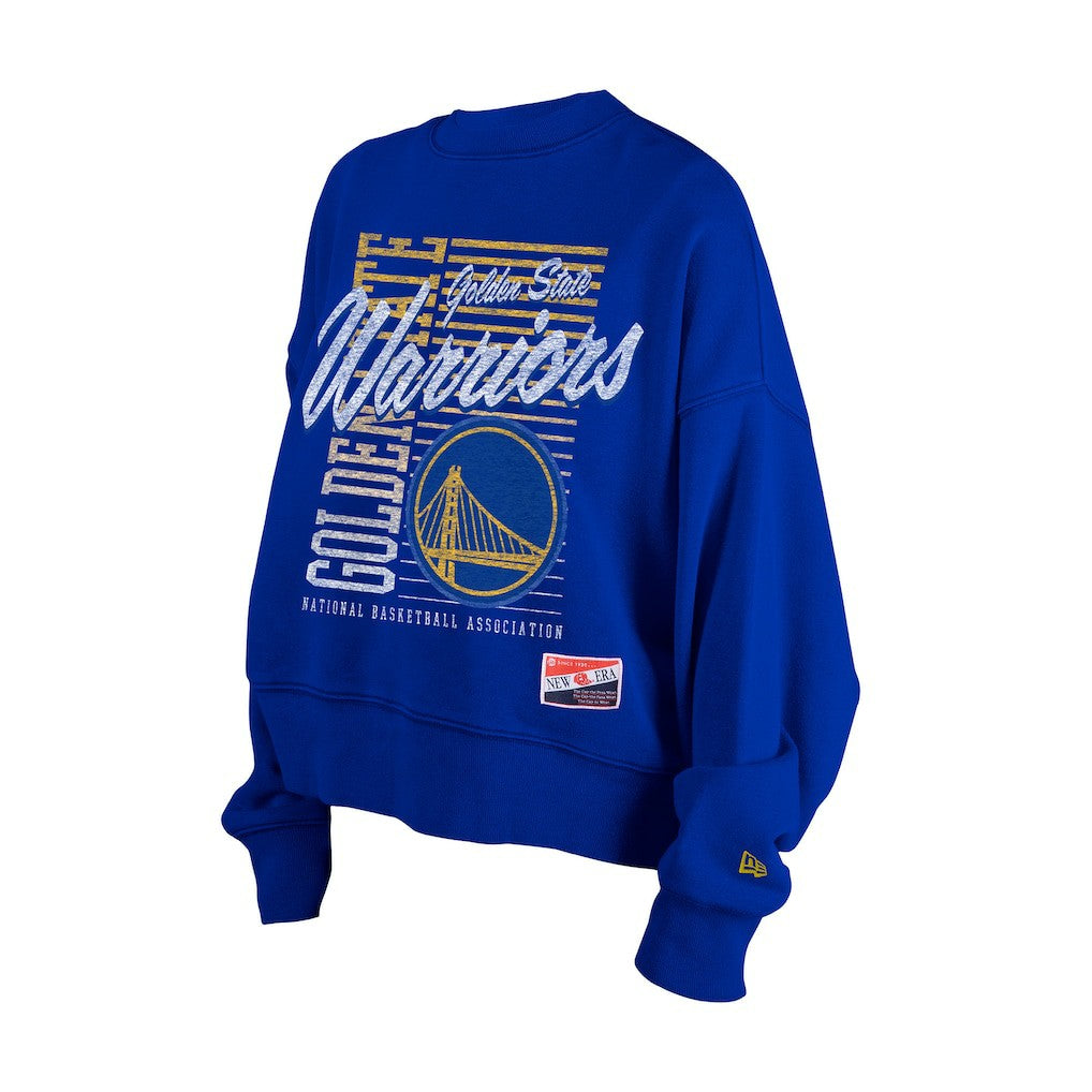 New Era - Golden State Warriors Women's Boxy Throwback Mineral Wash Sweatshirt - Royal