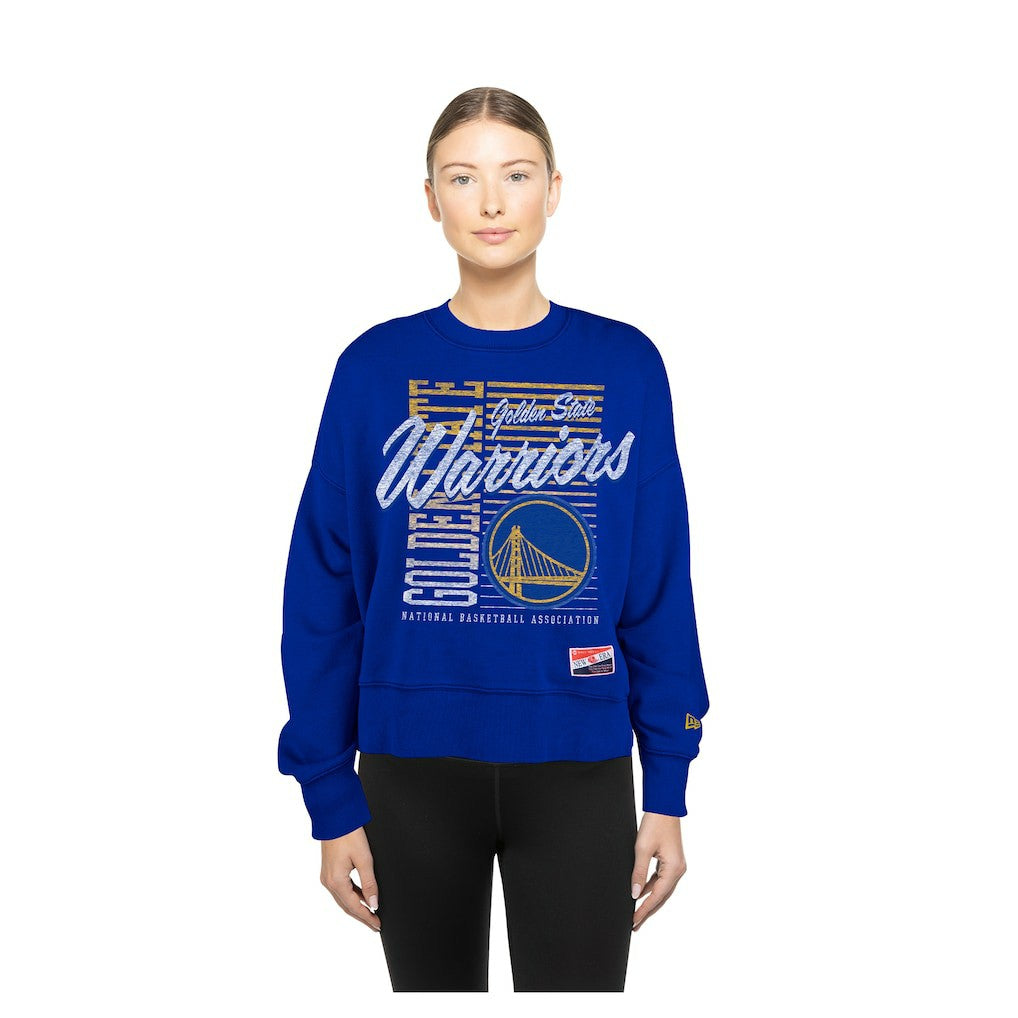 New Era - Golden State Warriors Women's Boxy Throwback Mineral Wash Sweatshirt - Royal