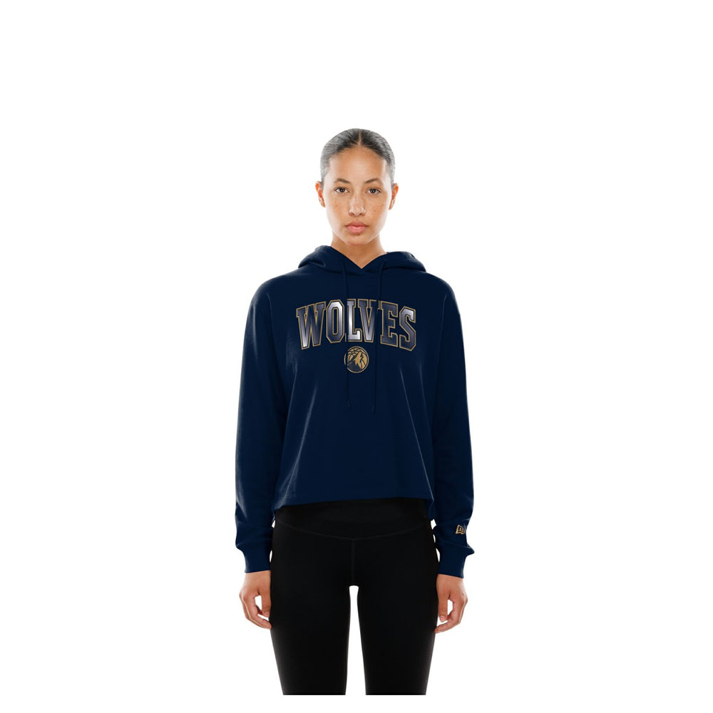 New Era - Minnesota Timberwolves Women's Glam Game Open Back Hoodie - Navy