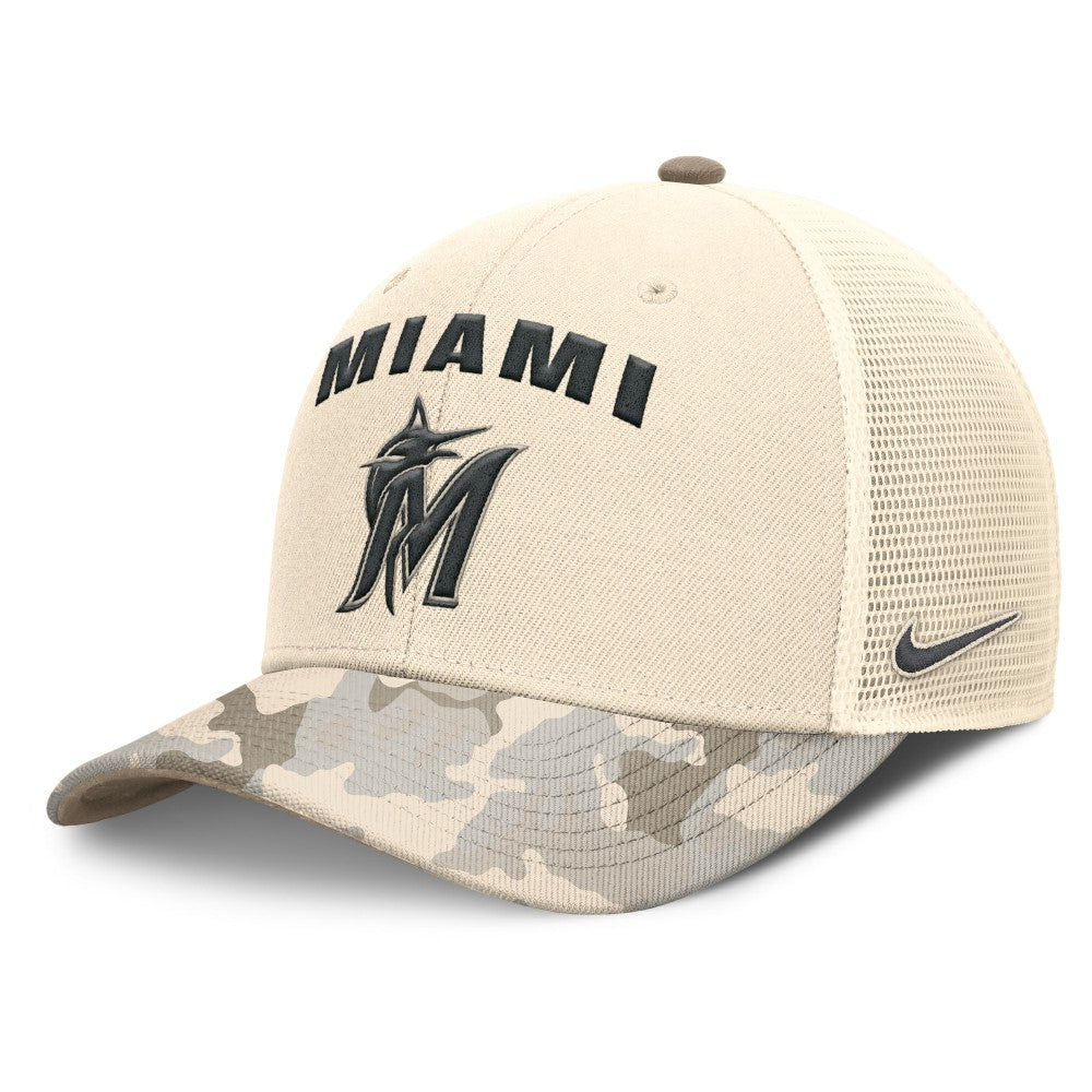 Miami Marlins Nike Camo Natural Pack Rise Adjustable Trucker Hat Online
