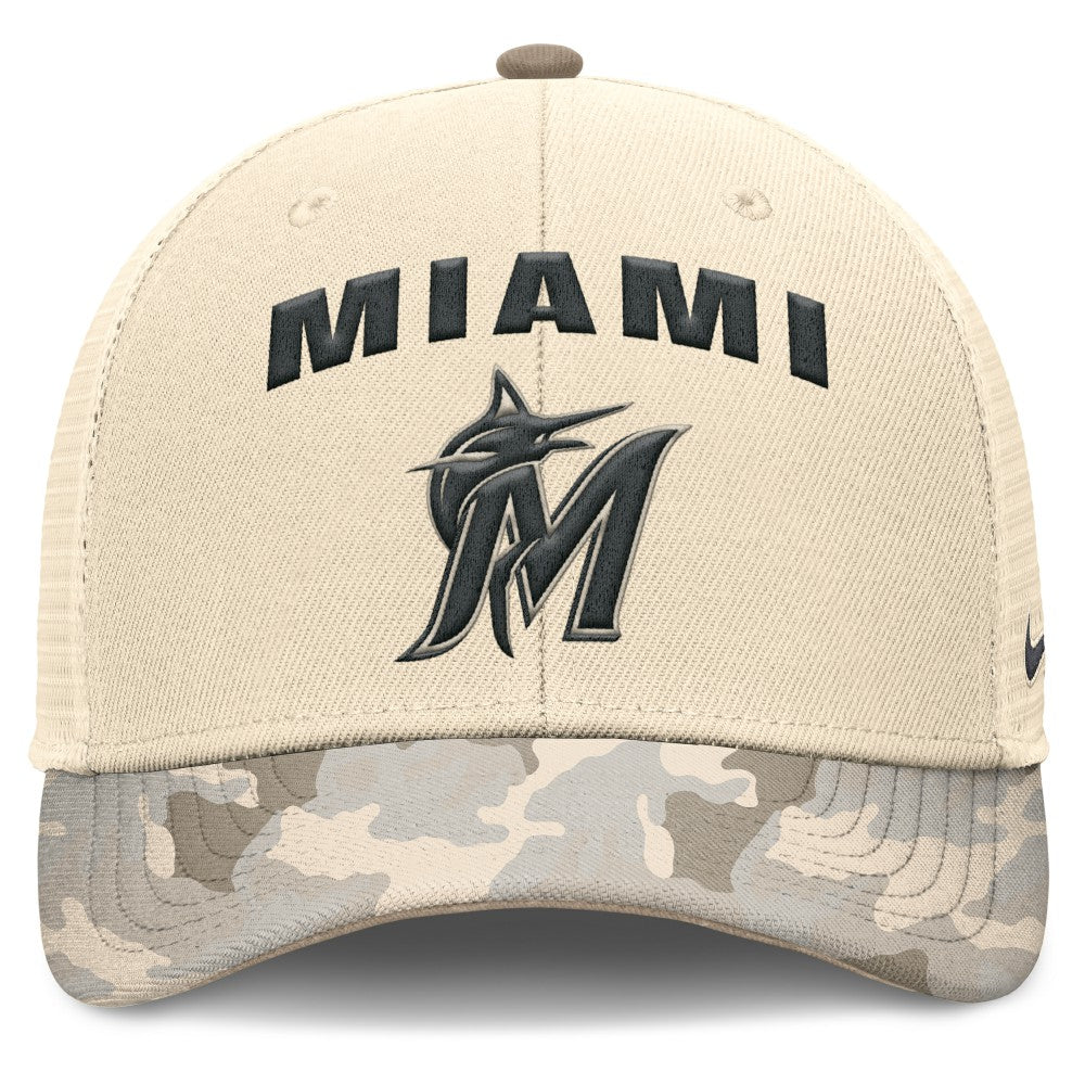 Miami Marlins Nike Camo Natural Pack Rise Adjustable Trucker Hat Online
