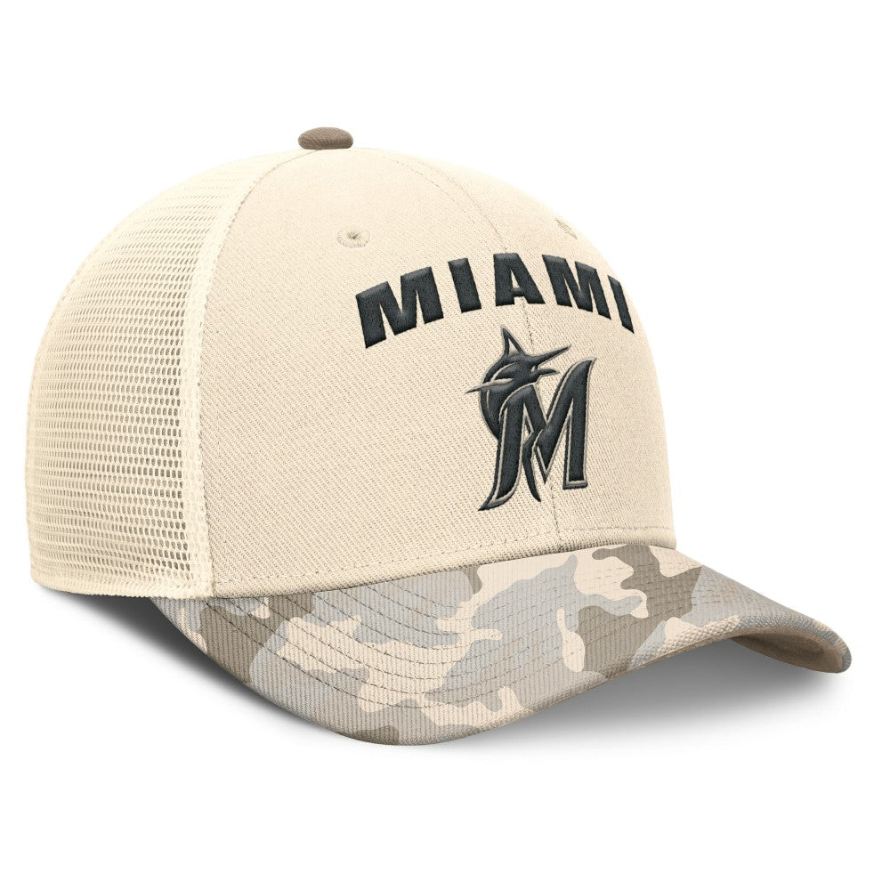 Miami Marlins Nike Camo Natural Pack Rise Adjustable Trucker Hat Online