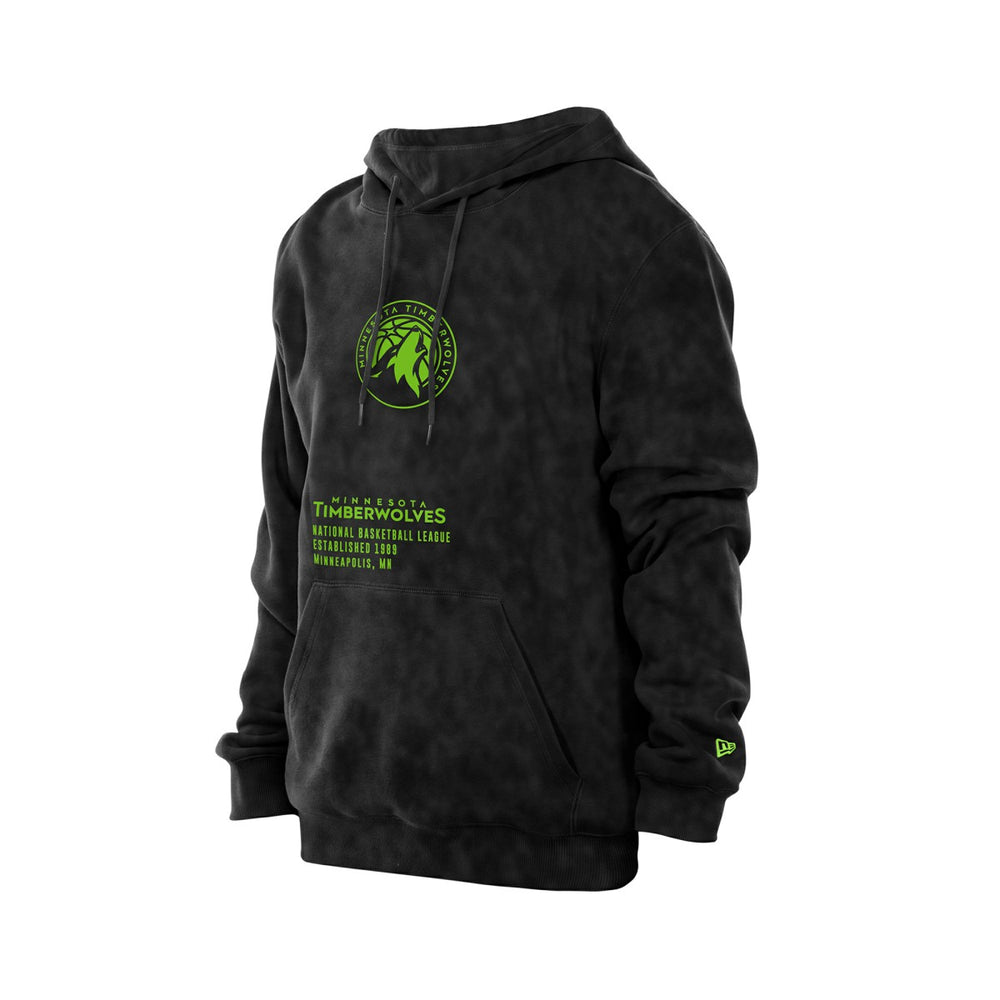 New Era - Minnesota Timberwolves Sport Night Mineral Wash Pullover Hoodie - Black