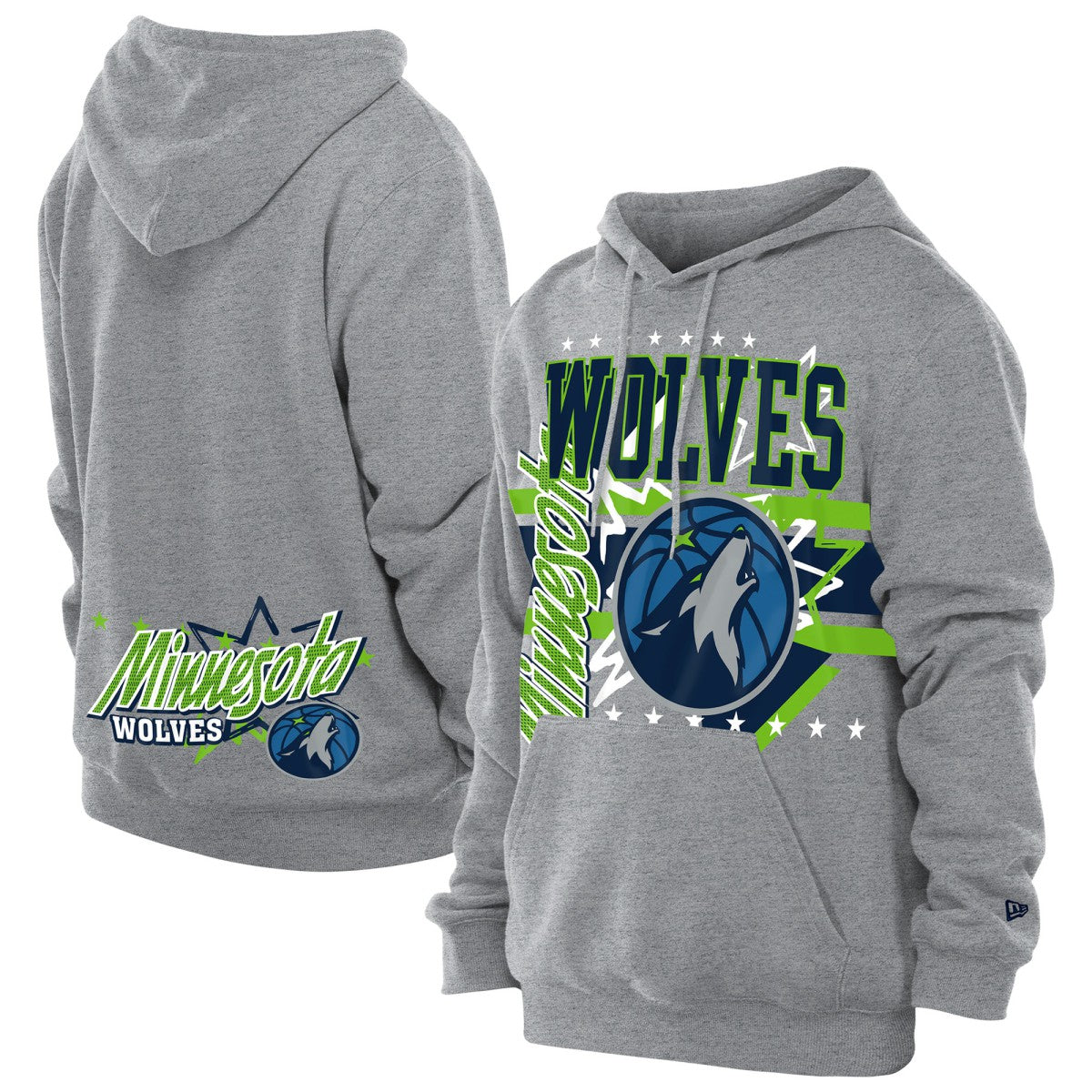 New Era - Minnesota Timberwolves Injection Sport Classics Fleece Hoodie - Heather Gray