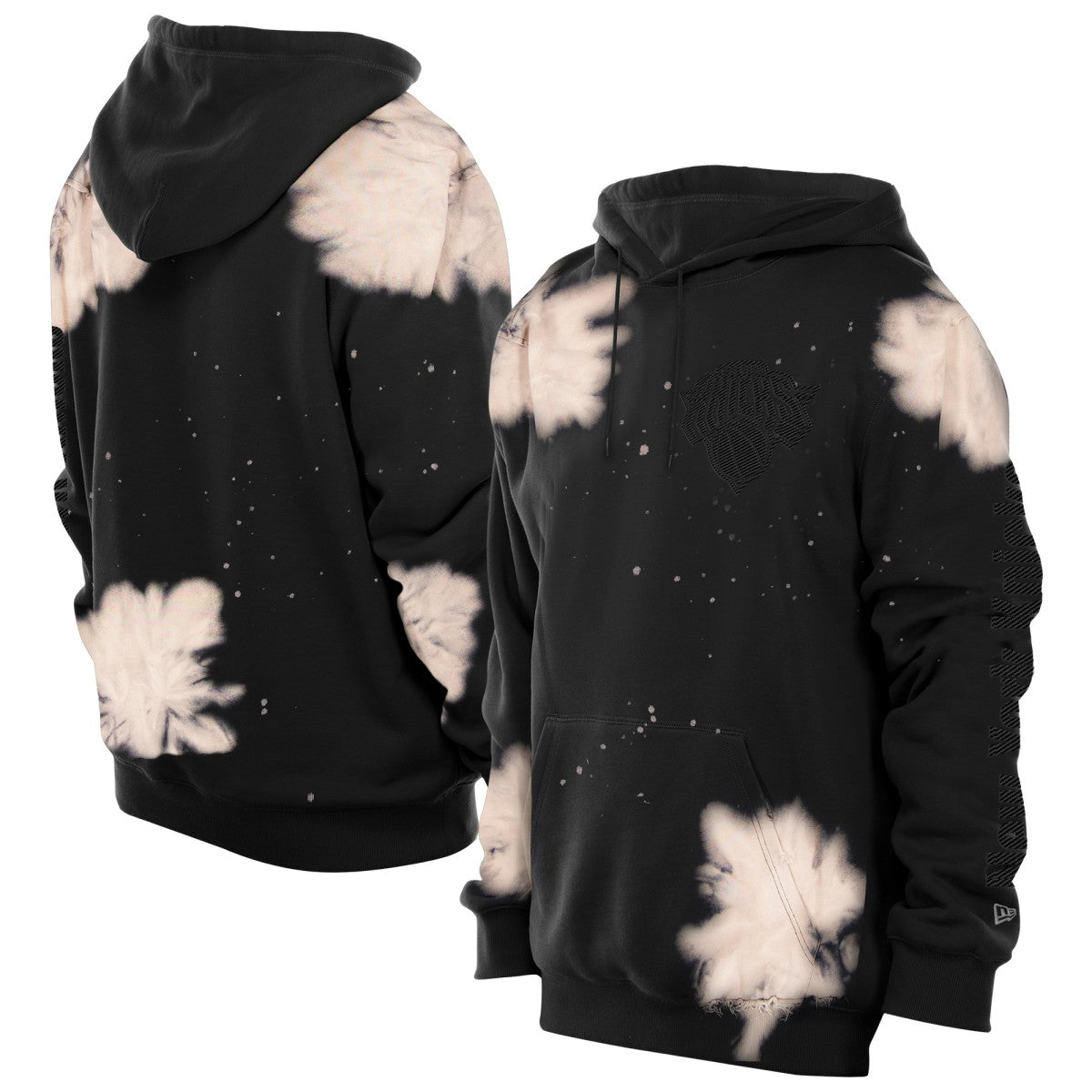 New Era - New York Knicks Injection Bleached Out Raw Edge Hoodie - Black