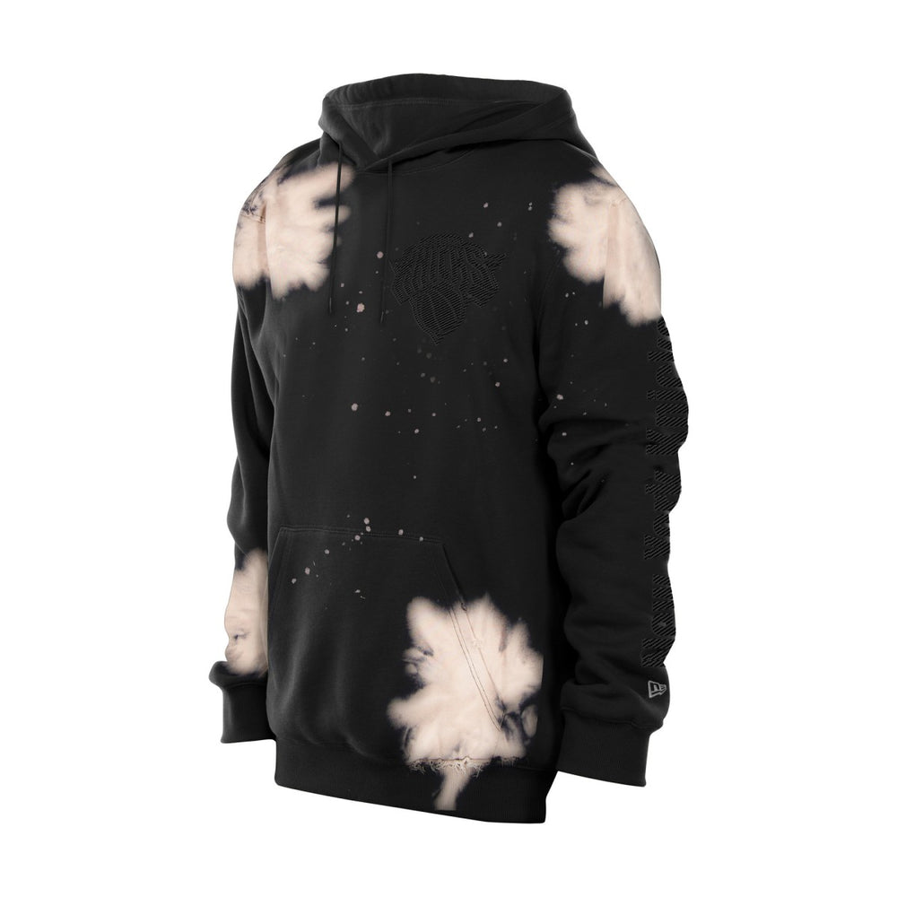 New Era - New York Knicks Injection Bleached Out Raw Edge Hoodie - Black