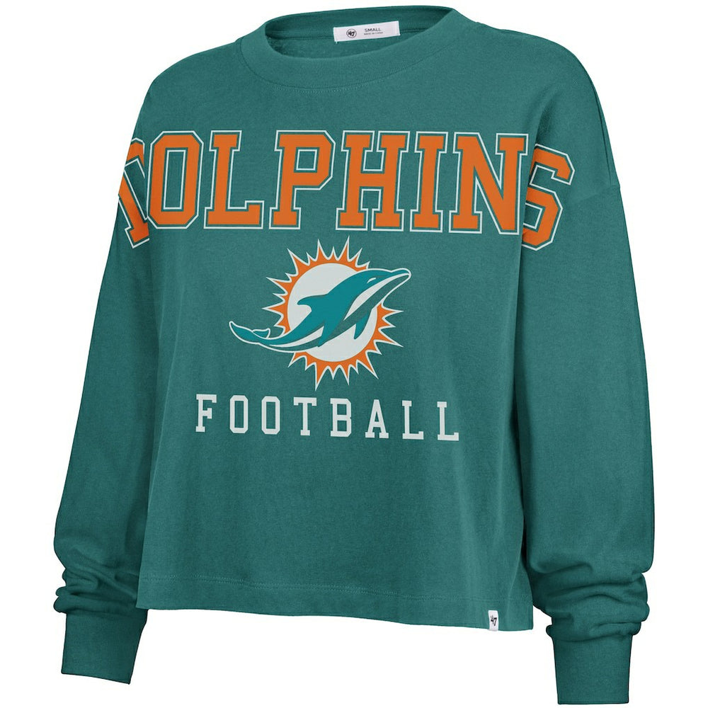 Miami Dolphins '47 Women's Outreach City Oversized Long Sleeve T-Shirt Aqua - 47 brand