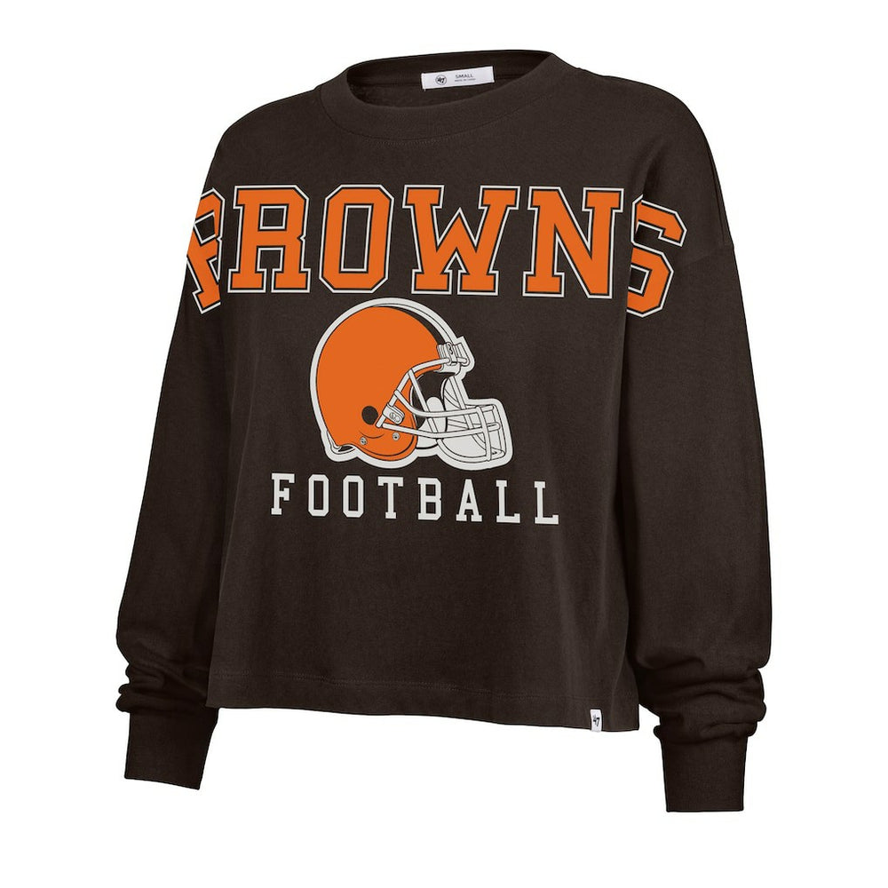 Cleveland Browns '47 Women's Outreach City Oversized Long Sleeve T-Shirt Brown - 47 brand