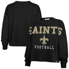 New Orleans Saints '47 Women's Outreach City Oversized Long Sleeve T-Shirt Black - 47 brand