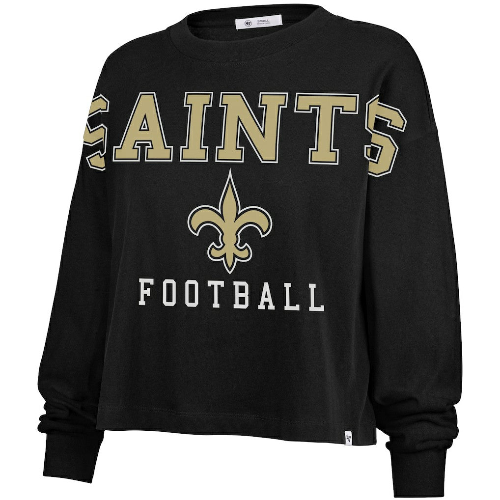 New Orleans Saints '47 Women's Outreach City Oversized Long Sleeve T-Shirt Black - 47 brand