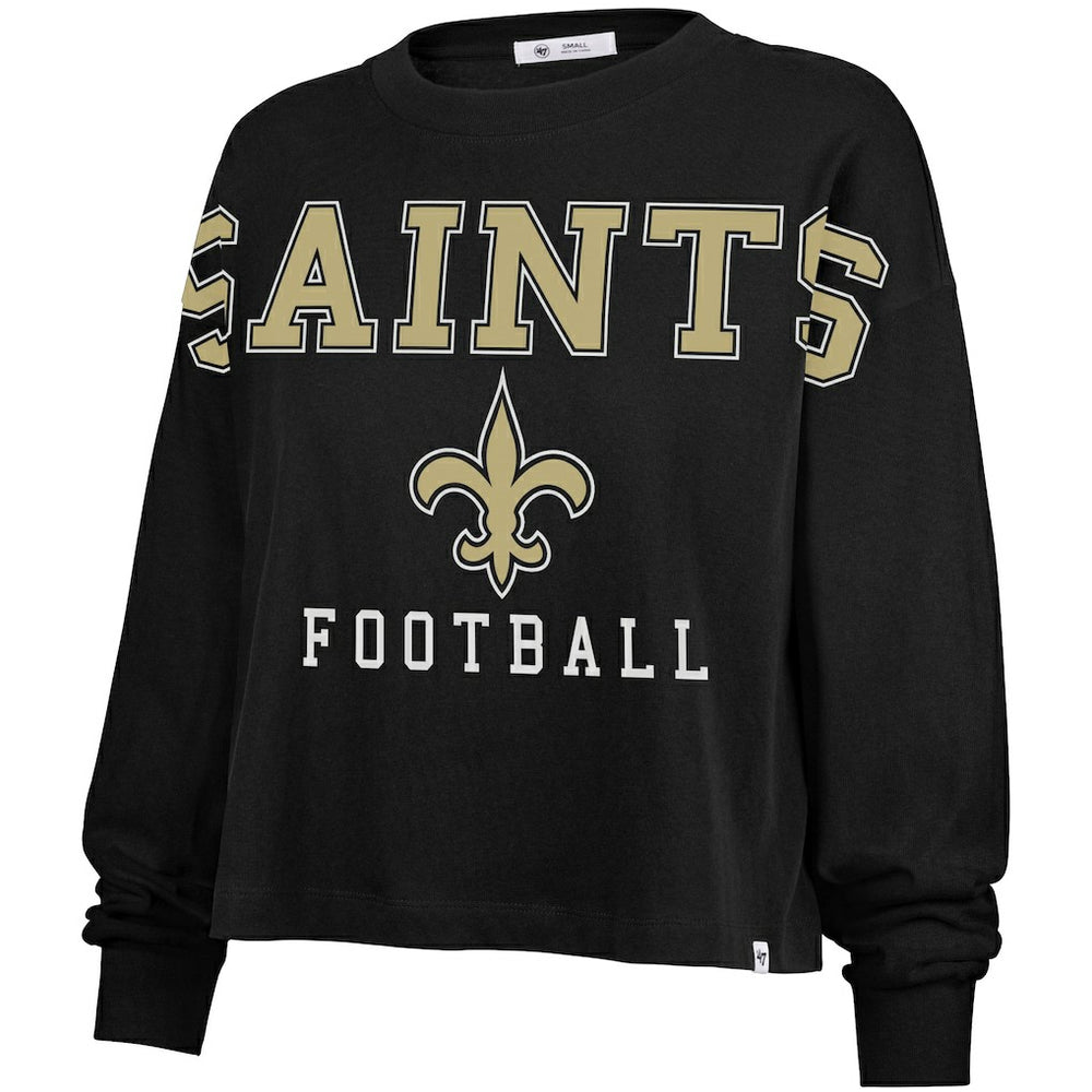 New Orleans Saints '47 Women's Outreach City Oversized Long Sleeve T-Shirt Black - 47 brand