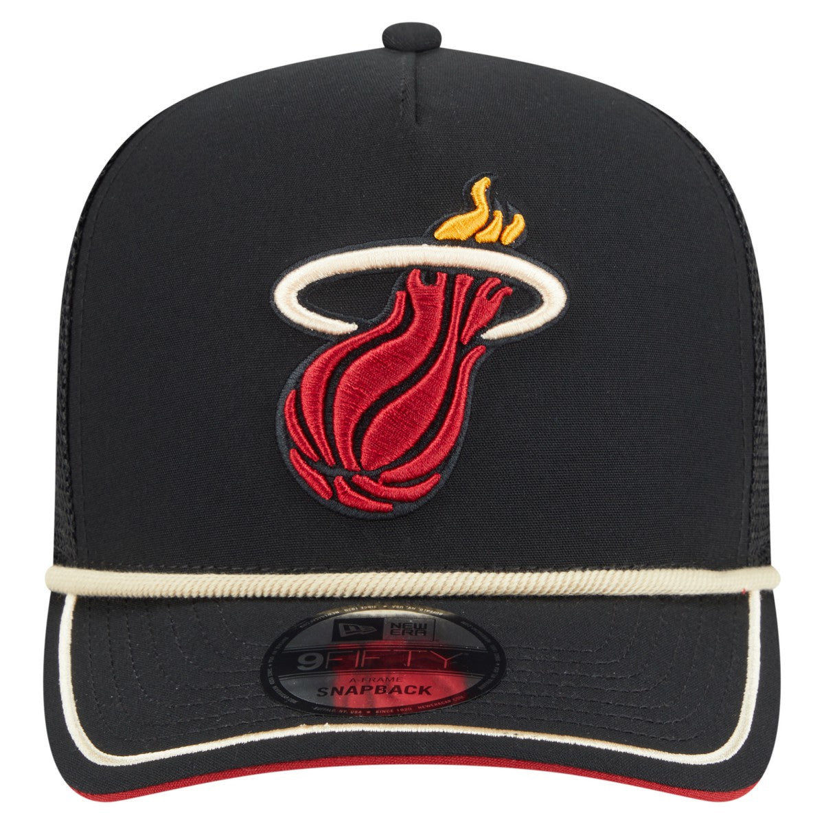 New Era - Miami Heat Vintage Team Rope A-Frame 9FIFTY Snapback Hat - Black