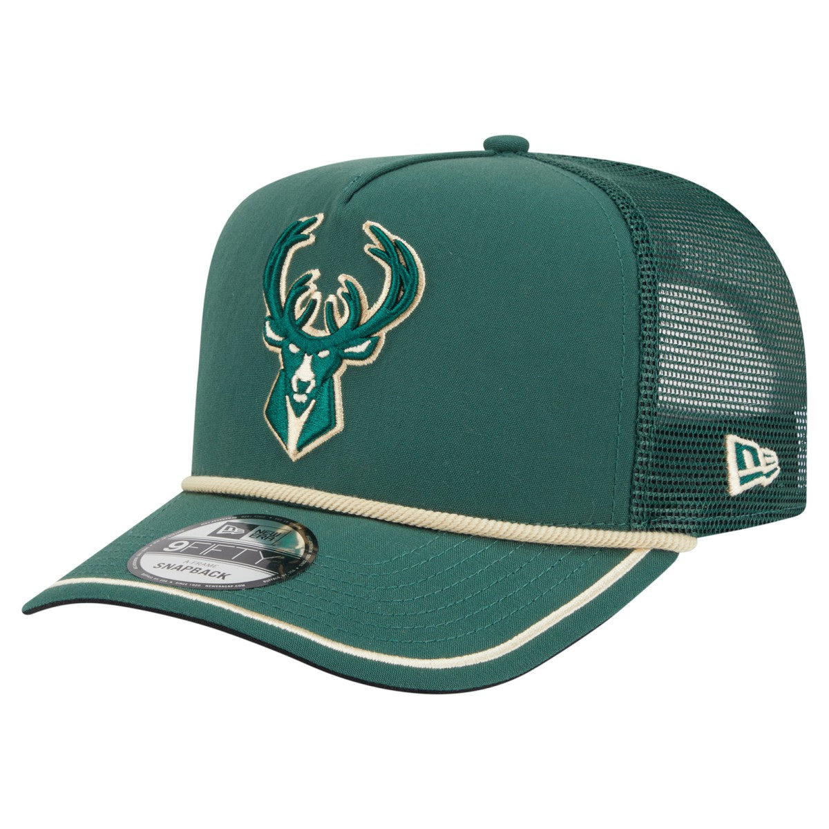 New Era - Milwaukee Bucks Vintage Team Rope A-Frame 9FIFTY Snapback Hat - Hunter Green