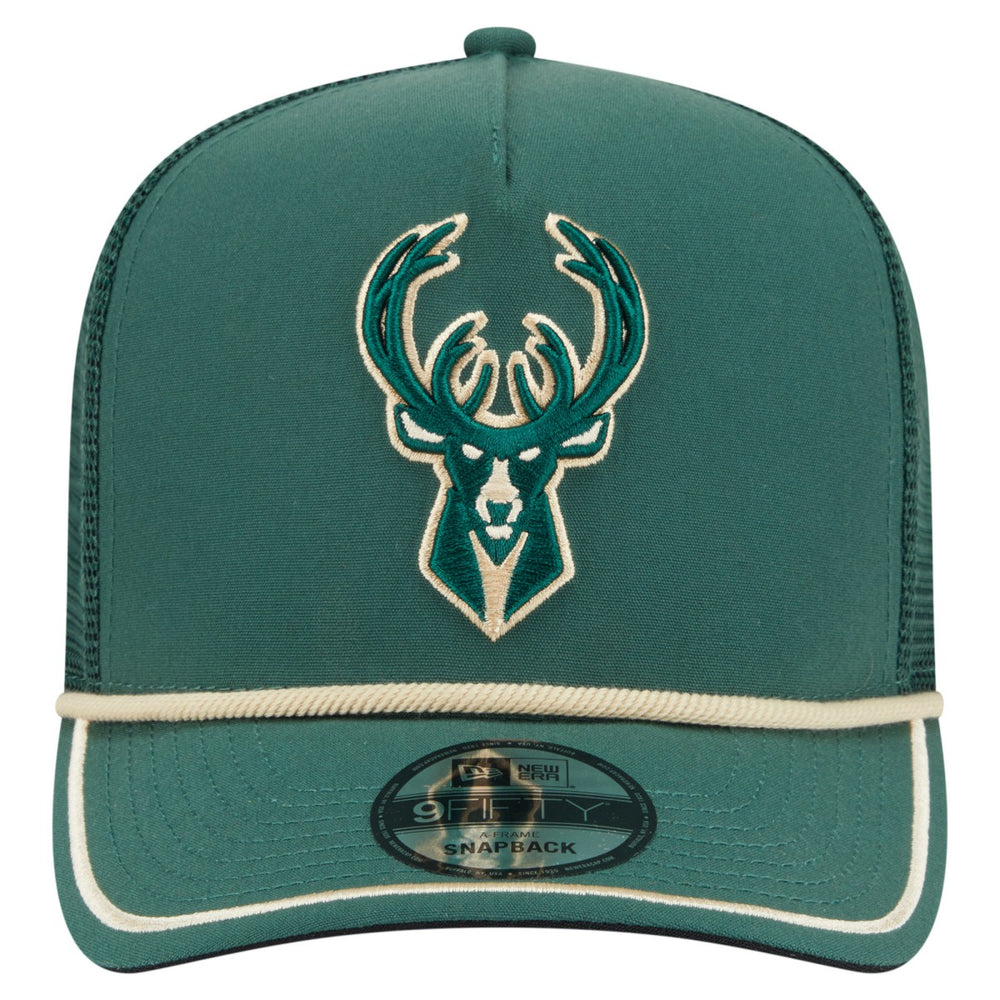 New Era - Milwaukee Bucks Vintage Team Rope A-Frame 9FIFTY Snapback Hat - Hunter Green