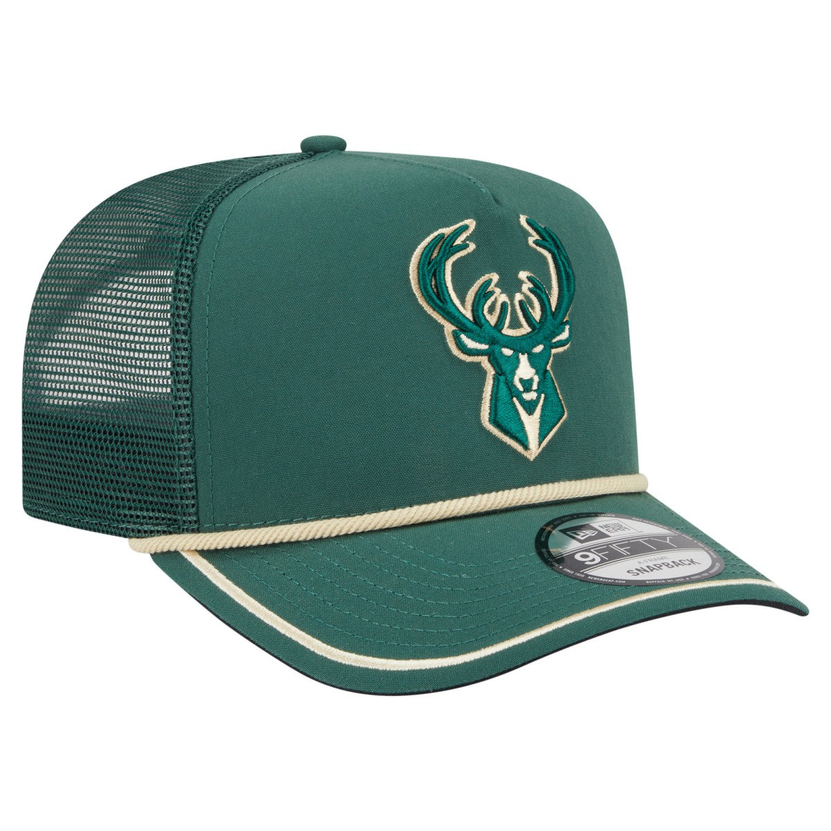 New Era - Milwaukee Bucks Vintage Team Rope A-Frame 9FIFTY Snapback Hat - Hunter Green