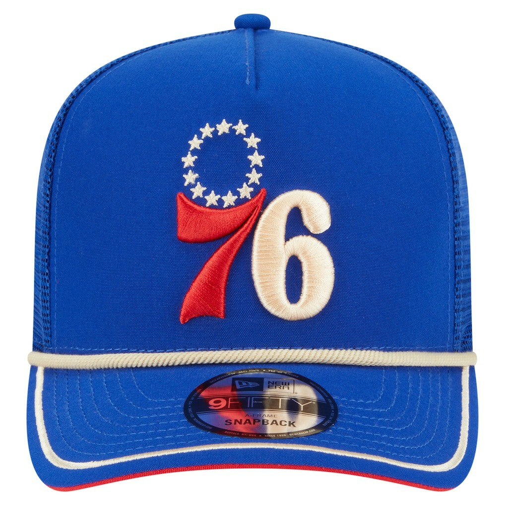 New Era - Philadelphia 76ers Vintage Team Rope A-Frame 9FIFTY Snapback Hat - Royal
