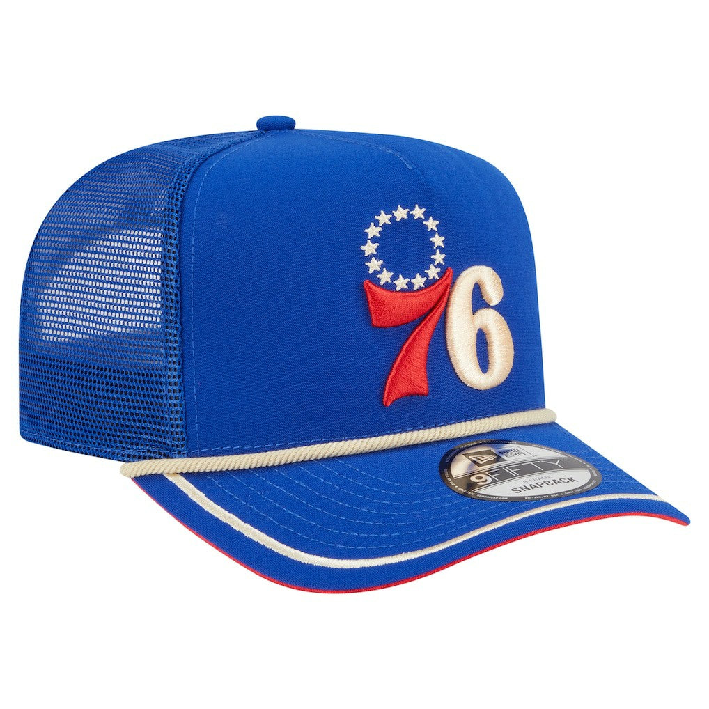 New Era - Philadelphia 76ers Vintage Team Rope A-Frame 9FIFTY Snapback Hat - Royal