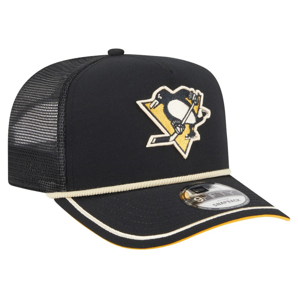 Pittsburgh Penguins New Era Vintage Team Rope A-Frame 9FIFTY Snapback Hat Black