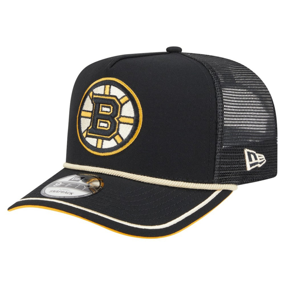 Boston Bruins New Era Vintage Team Rope A-Frame 9FIFTY Snapback Hat Black