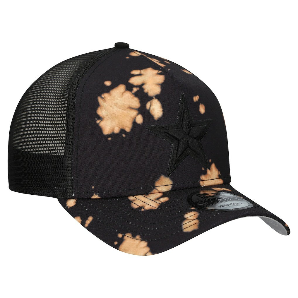 Dallas Cowboys New Era Bleached 9FORTY A-Frame Adjustable Hat Black - NFL
