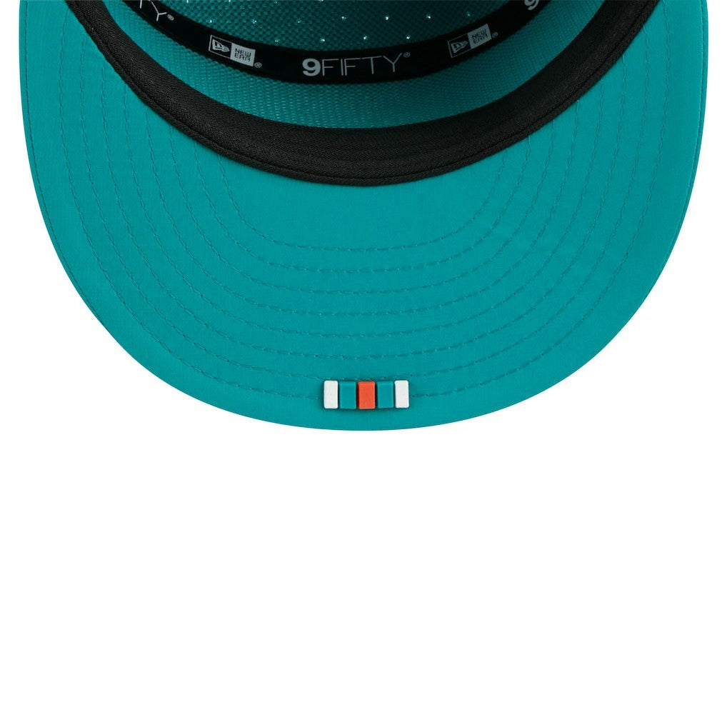 Miami Dolphins New Era 2025 Sideline Throwback Split Panel 9FIFTY Snapback Hat Aqua - NFL