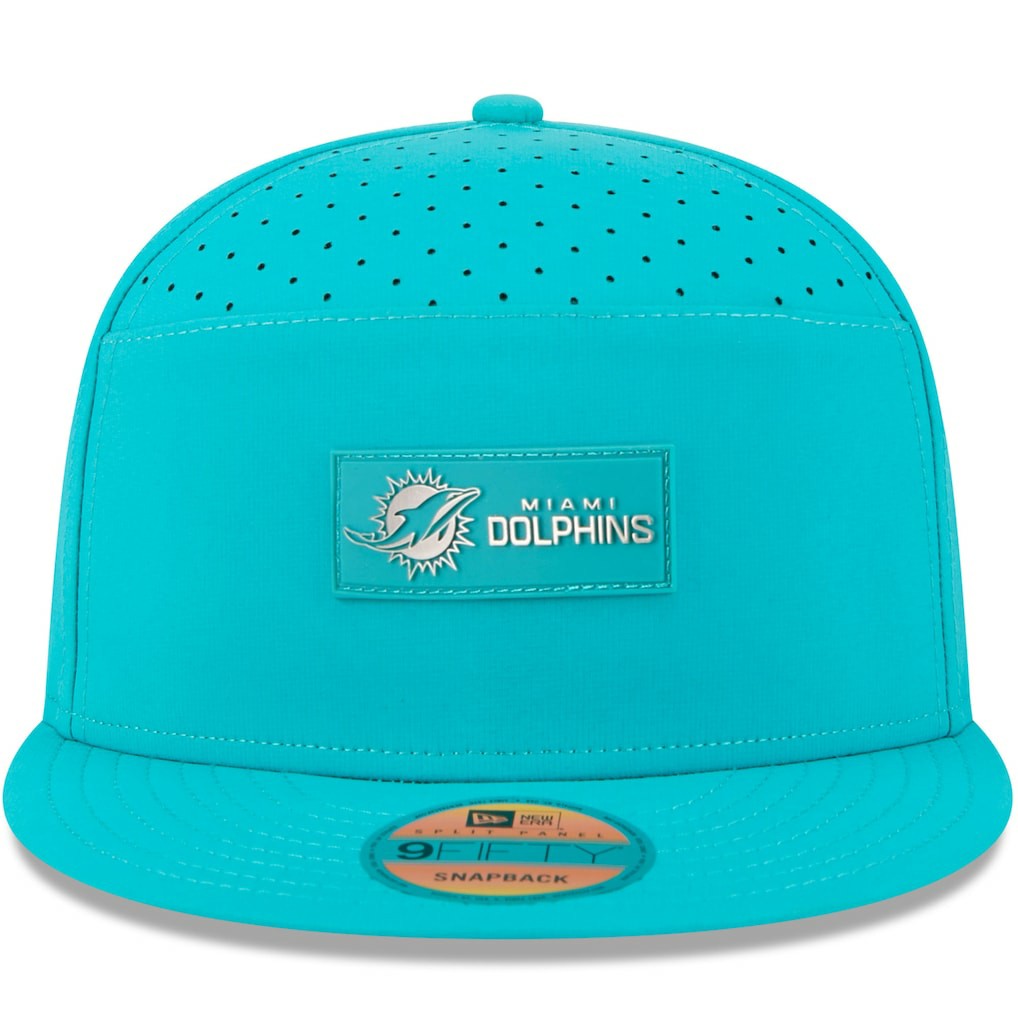 Miami Dolphins New Era 2025 Sideline Split Panel 9FIFTY Snapback Hat Aqua - NFL
