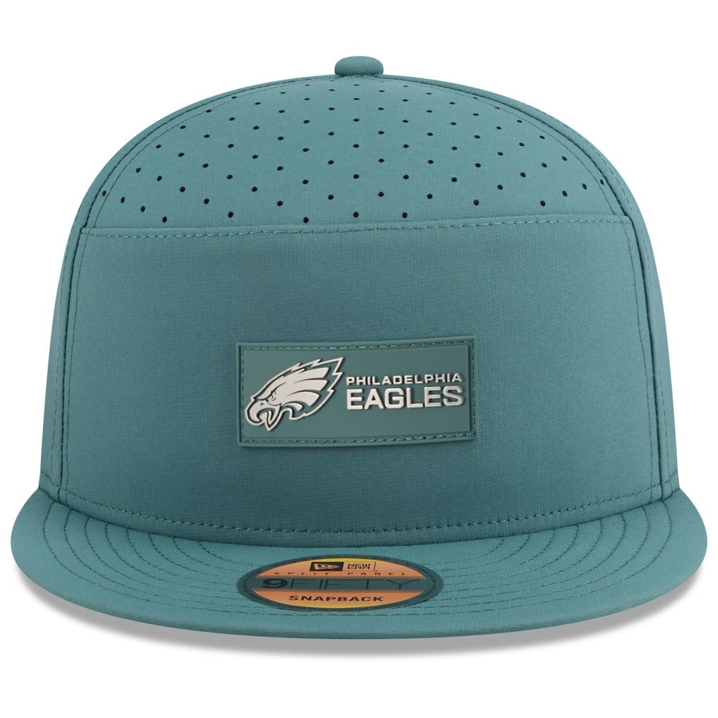 Philadelphia Eagles New Era 2025 Sideline Split Panel 9FIFTY Snapback Hat Midnight Green - NFL