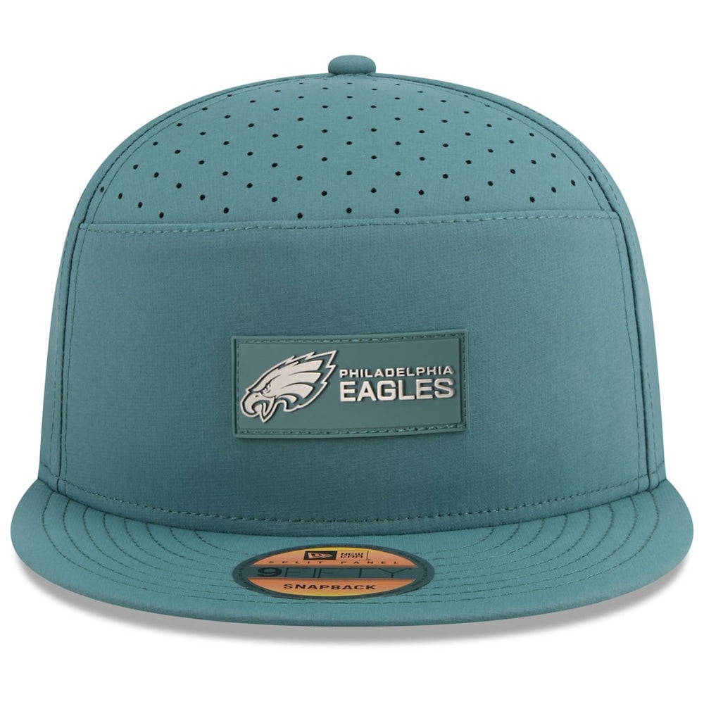 Philadelphia Eagles New Era 2025 Sideline Split Panel 9FIFTY Snapback Hat Midnight Green - NFL