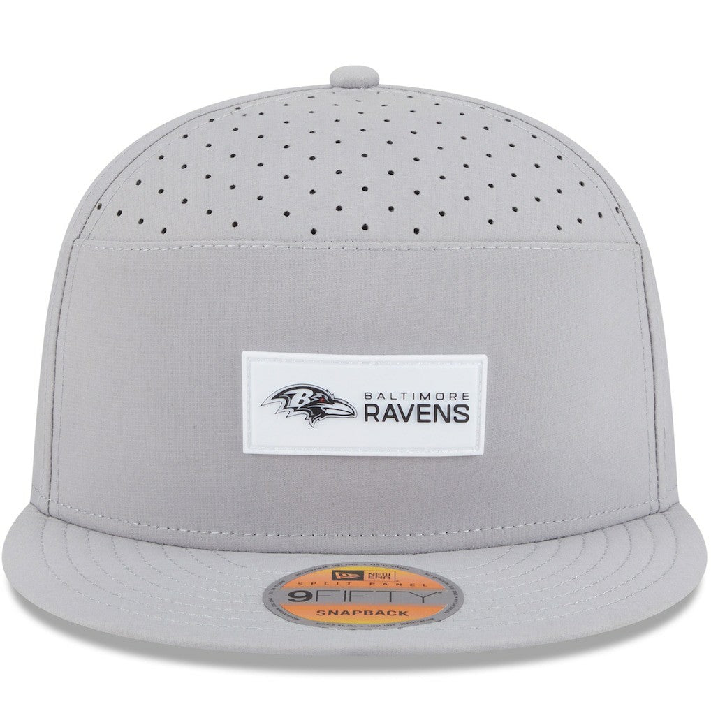 Baltimore Ravens New Era 2025 Sideline Split Panel 9FIFTY Snapback Hat Gray - NFL