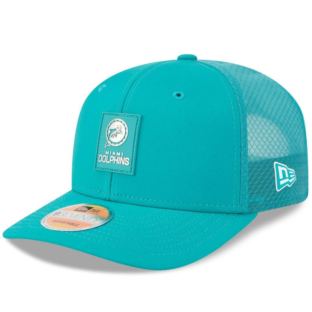 Miami Dolphins New Era 2025 Sideline Throwback 9SEVENTY Trucker Adjustable Hat Aqua - NFL