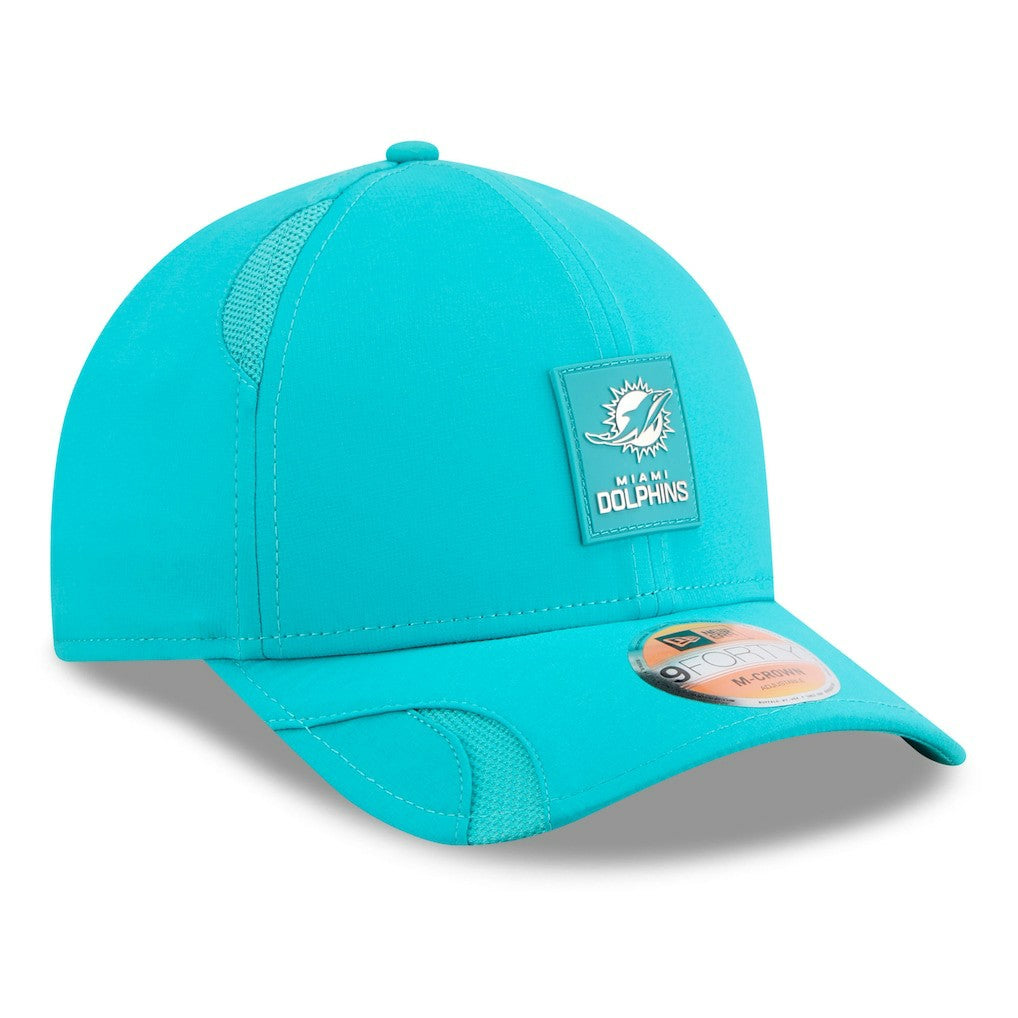Miami Dolphins New Era 2025 Sideline M-Crown 9FORTY Adjustable Hat Aqua - NFL