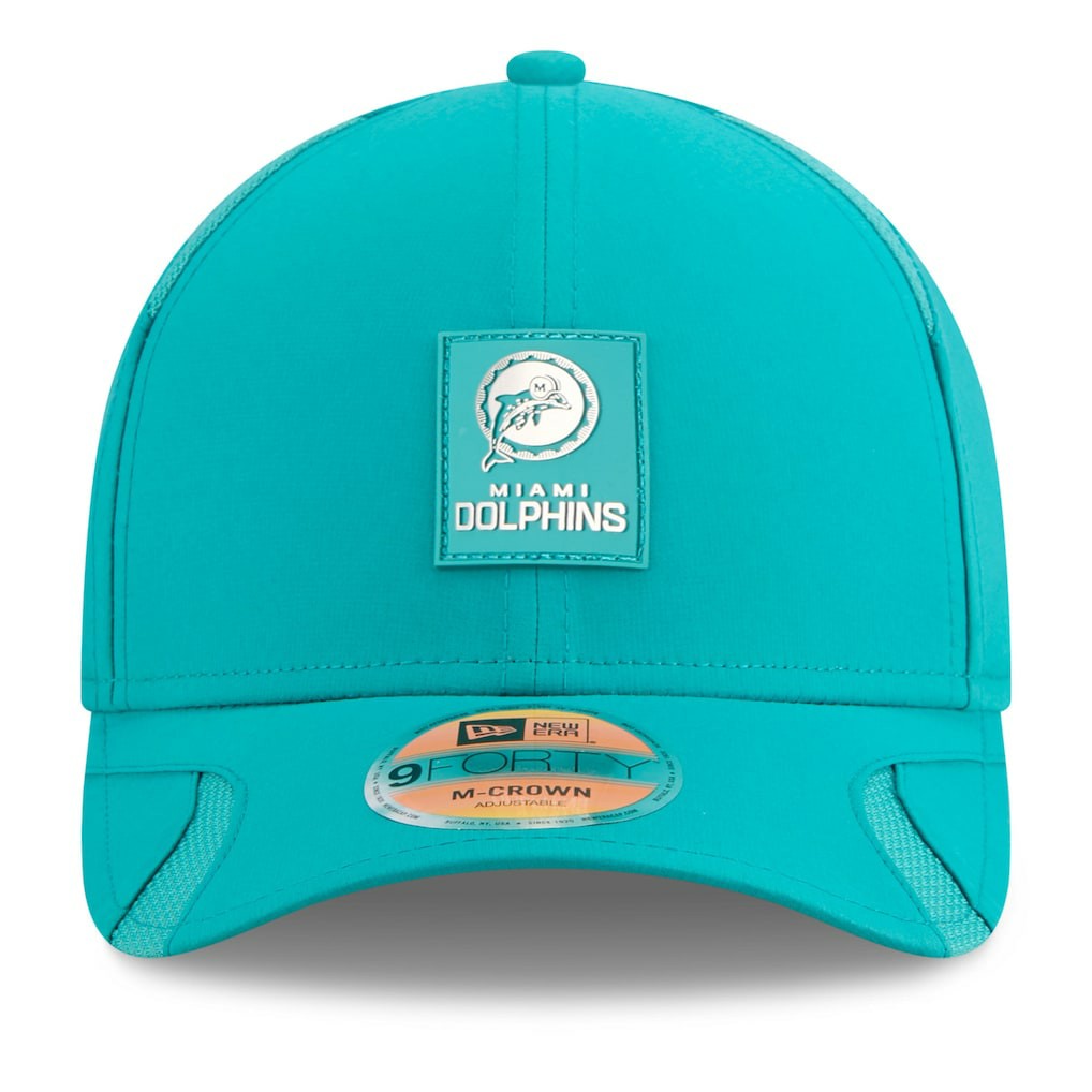Miami Dolphins New Era 2025 Sideline Throwback M-Crown 9FORTY Adjustable Hat Aqua - NFL