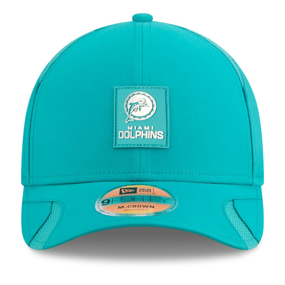 Miami Dolphins New Era 2025 Sideline Throwback M-Crown 9FORTY Adjustable Hat Aqua - NFL