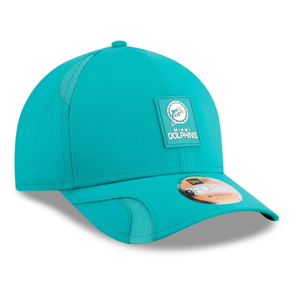 Miami Dolphins New Era 2025 Sideline Throwback M-Crown 9FORTY Adjustable Hat Aqua - NFL