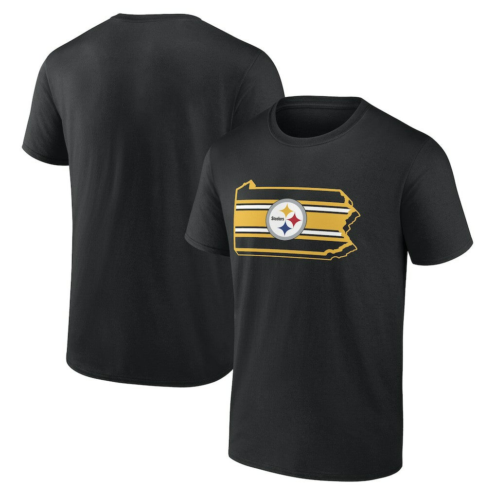 Pittsburgh Steelers State Outline T-Shirt Black - NFL