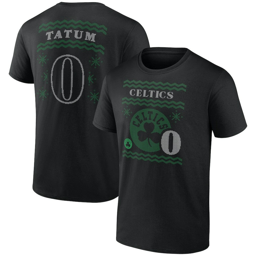 NBA - Jayson Tatum Boston Celtics Ugly Sweater Name & Number T-Shirt - Black