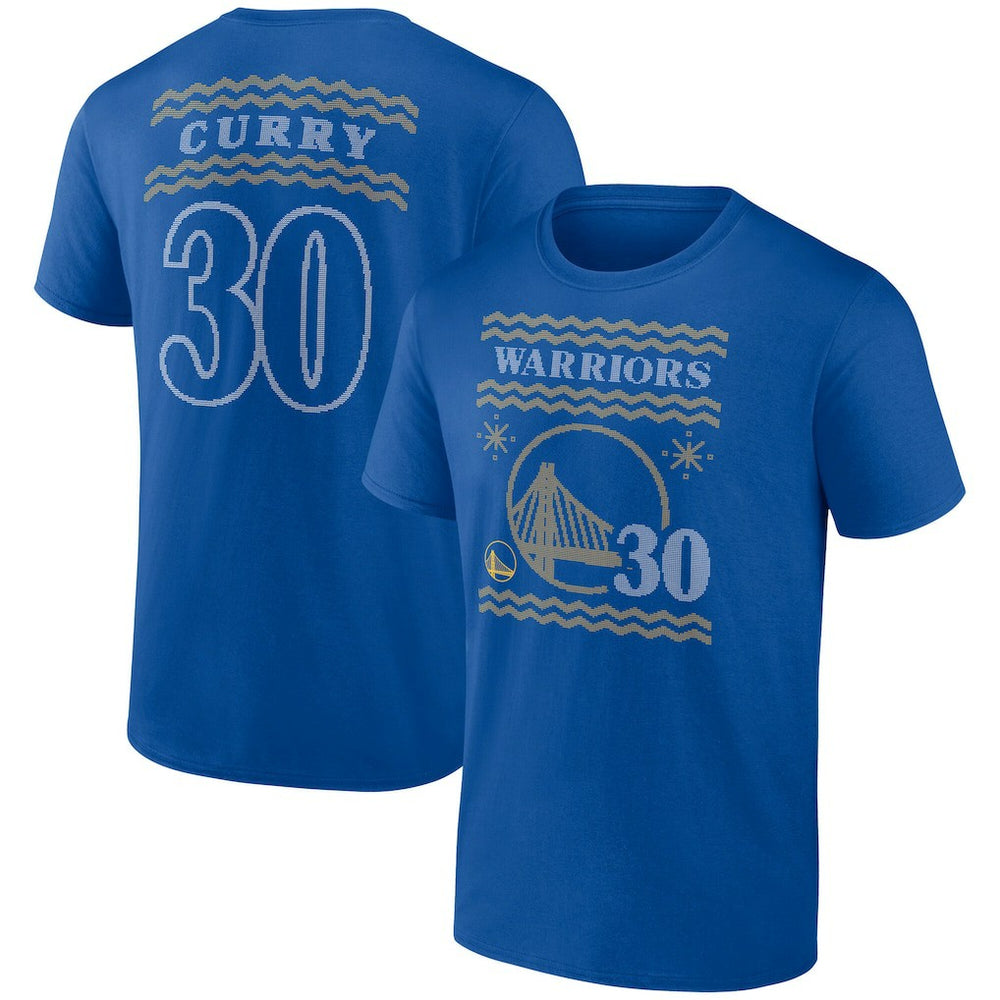 NBA - Stephen Curry Golden State Warriors Ugly Sweater Name & Number T-Shirt - Royal