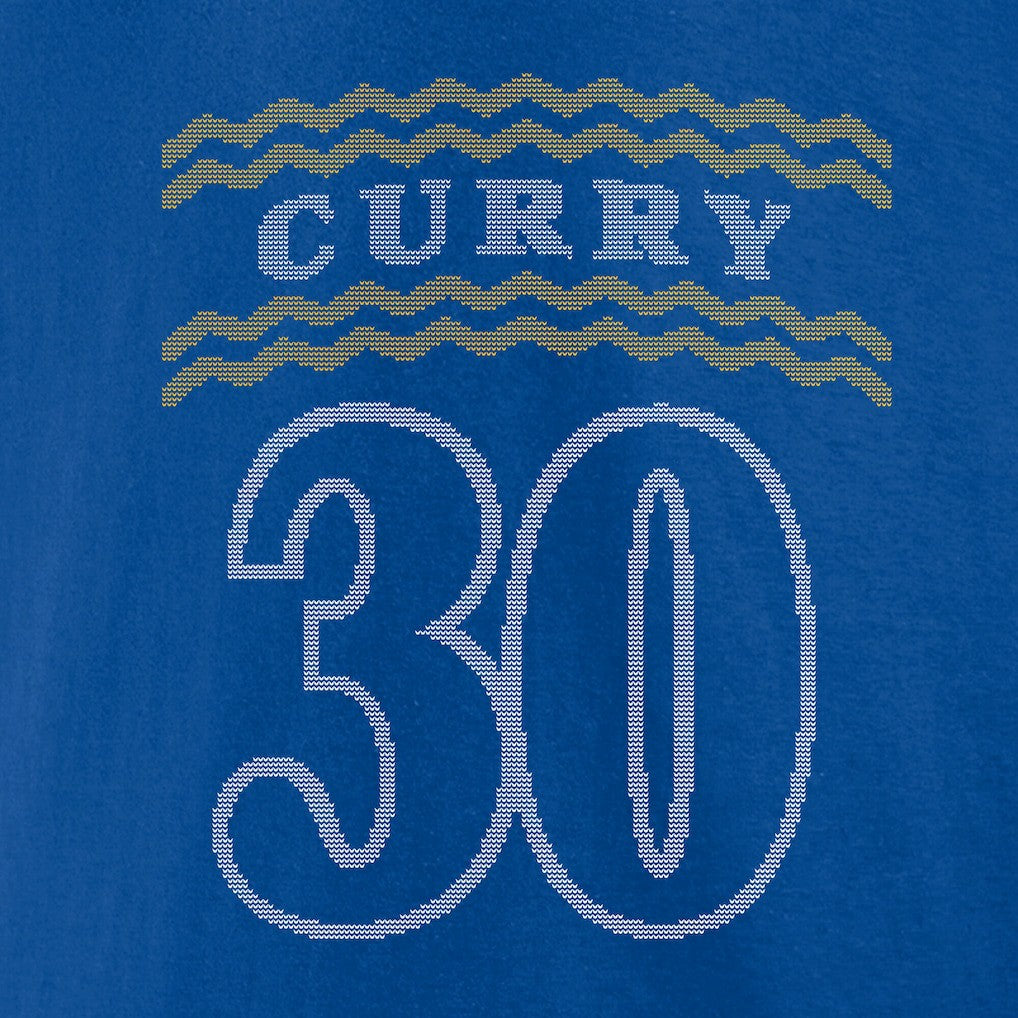 NBA - Stephen Curry Golden State Warriors Ugly Sweater Name & Number T-Shirt - Royal